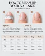 Mimo Beauty press-on nail size chart to help choose the right fit
